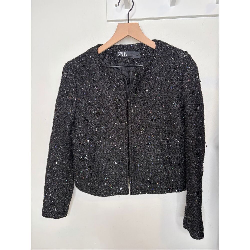 Zara Tweed Texture Sequin Jacket - Picture 2 of 8